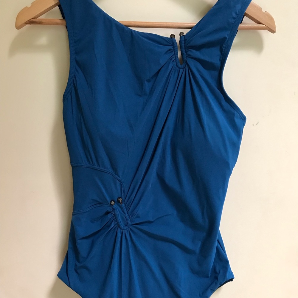 Amoressa by Miraclesuit Uhura High-Neck Shibori Blue one-piece Swimsuit